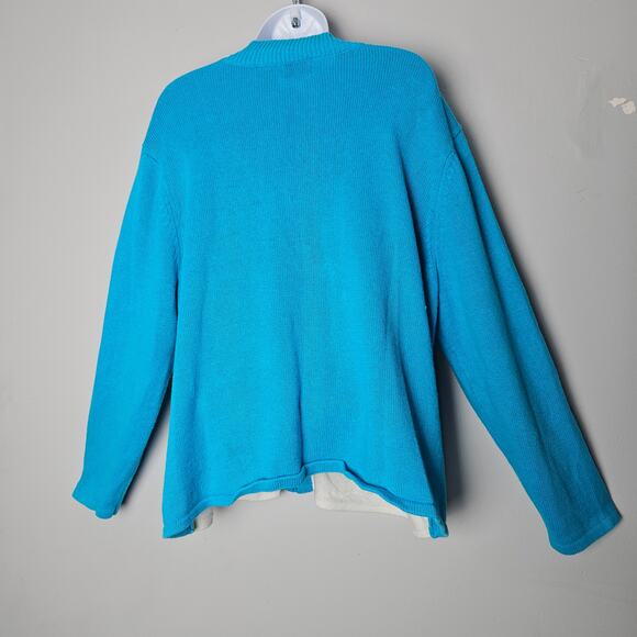 Jennifer Lauren 1X Blue Snowman Christmas Zip Sweater Embroidered Holiday - Picture 8 of 11